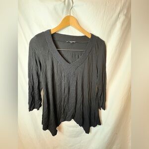 Adrianna Papell tunic top black Size Small Drop Shoulder New Embroidery Boxi Top